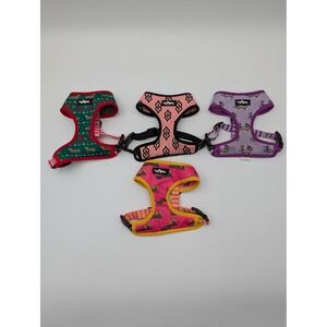 Bean Goods Dog Harness Lot Dachshund Print Pink Yellow Yellow Trim Adjustable S
